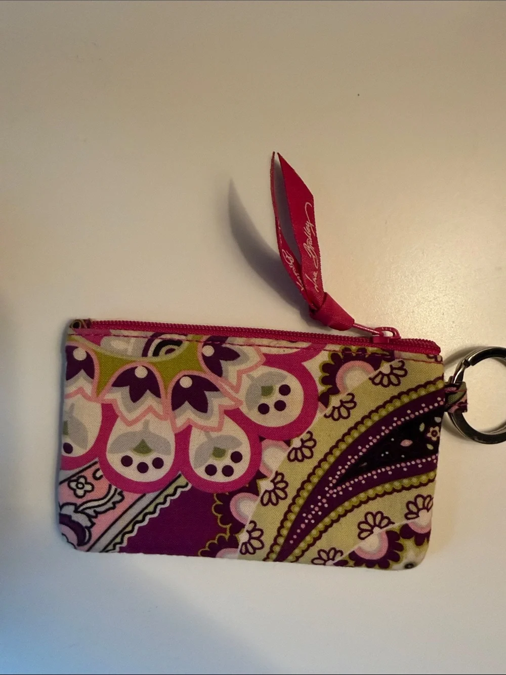 Vera Bradley Hot Pink Paisley Card Case with Key Ring